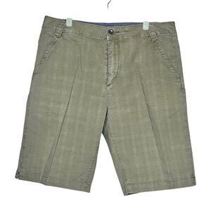 Horny Toad werve shorts green plaid flat front chino Mens size 36 cotton blend